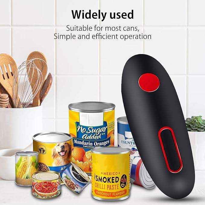 Electric Can Opener,Automatic Can Opener,Can Openers For Seniors,One Touch Automatic Operation,Magnetic Lid Holder & Smooth Edge Cutting,Works with All Standard Cans,Black