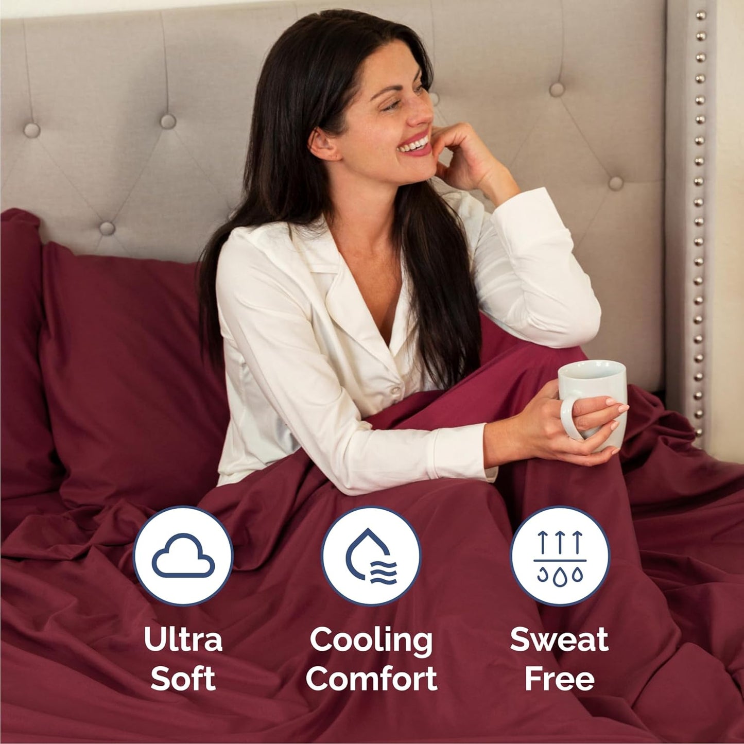 Queen Size 4 Piece Sheet Set - Comfy Breathable & Cooling Bed Sheets Set - Hotel Luxury Bedding for Women, Men, Kids, Teens, Boys & Girls - Deep Pockets, Ultra-Soft, Wrinkle Free - Oeko-Tex - Burgundy