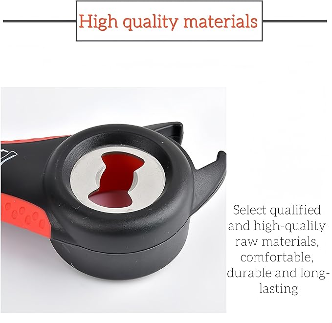 Jar Opener for Weak Hands, Seniors with Arthritis, 5-in-1 Jar & Bottle Opener Easy Grip - Non-Slip Silicone Gripper Pad, Easy Open Can/Lid Opener Set Black Red