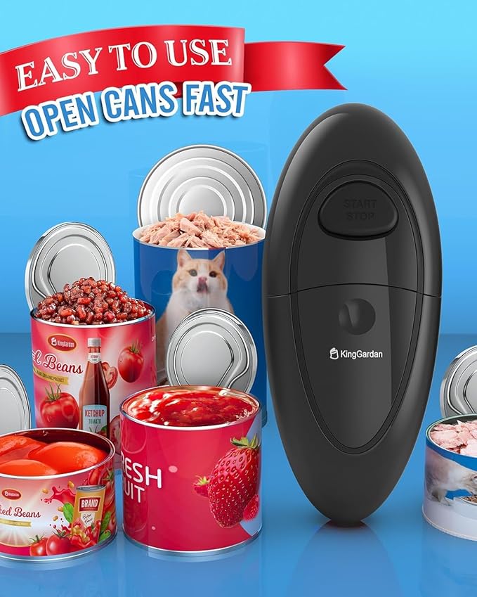 Effortless One-Touch Electric Can Opener, Safety Automatic Can Opener with Smooth Edge Fits All Cans Sizes, Battery operated Can Opener for Seniors with Weak Hands,Arthritis (Black)