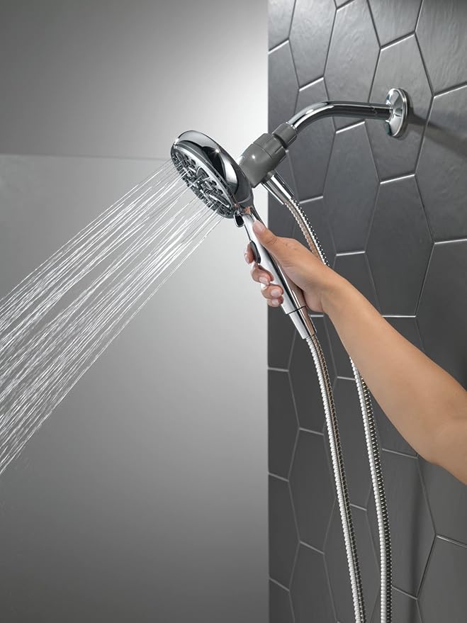 Delta Faucet 6-Spray SureDock Magnetic Shower Head with Handheld Spray, Chrome Shower Head with Hose, Showerheads & Handheld Showers, Handheld Shower Heads, MagnaTite Docking, Chrome 75609