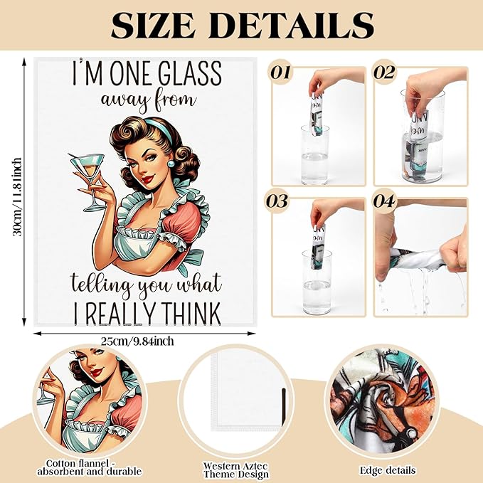 36 Count Reusable Cleaning Cloths Washable Cotton Kitchen Towels(Funny Style,Retro)
