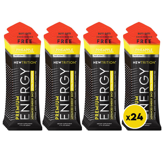 NewTrition® Extra Strength Energy Shots, 250mg Caffeine Energy Shots with Vitamin B & Amino Acids, Sugar-Free Vitamin Energy Shot, 1.7 fl oz (Pack of 24, Pineapple)