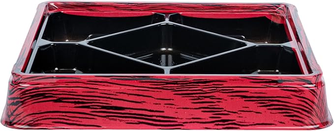 Restaurantware Bento Tek 18.6 Ounce Meal Prep Containers, 50 Disposable To Go Food Boxes - Lids Sold Separately, 5 Compartments, Red And Black Plastic Bento Lunch Boxes, Freezable, For Take Out