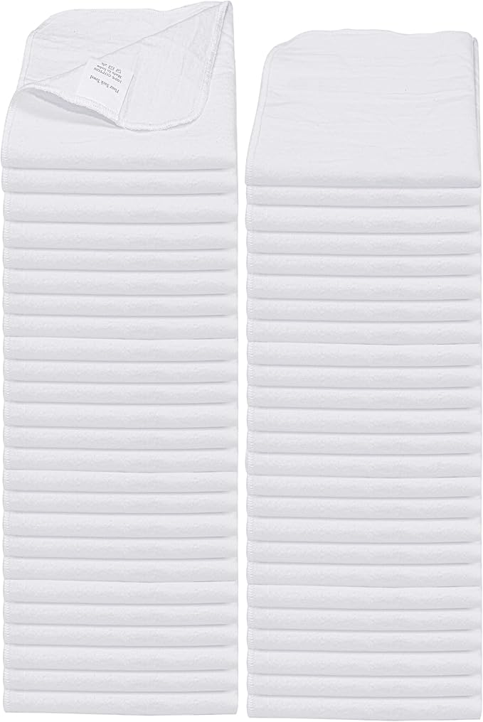 Shop Towels| Multipurpose Commercial and Residential shop cleaning| Car Wash, Polish, Housewares, Microwave, Coffee Machine, Restaurant, Bathrooms, Electronics, Auto Garage | 50 Pack 14"x12" White