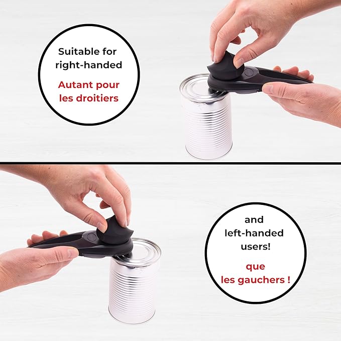 Starfrit MightiCan Can Opener - Safe - Holds Lid and Leaves No Sharp Edges on Lid - 3 Year Warranty - Comfort Grip - Heavy Duty Non-Slip Knob - Blue