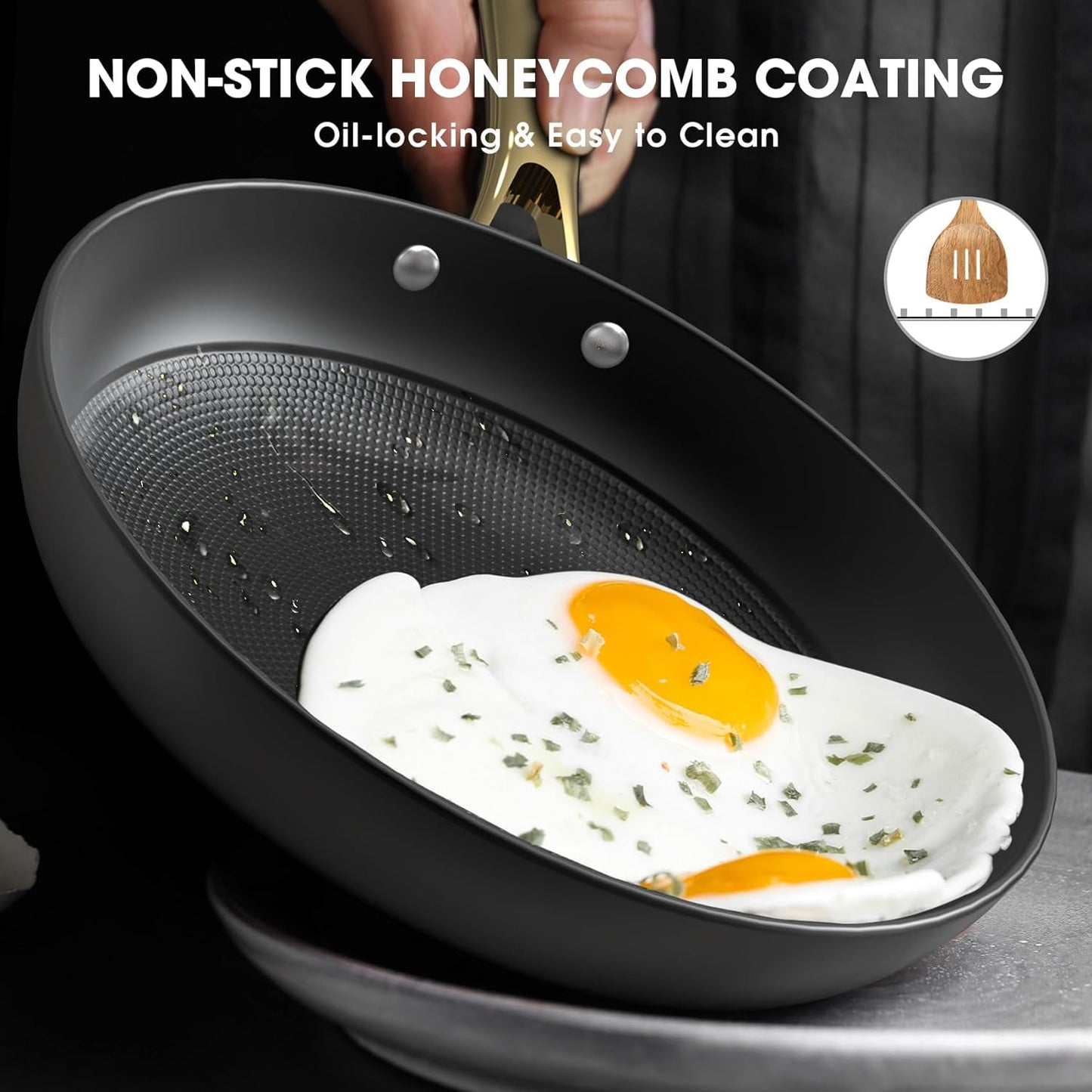 imarku Non stick Frying Pans, Long Lasting 10 Inch Frying Pan, Professional Nonstick Frying Pan Cast Iron Skillet, Stay Cool Handle, Easy Clean Oven Safe Pans, Birthday Day Gifts