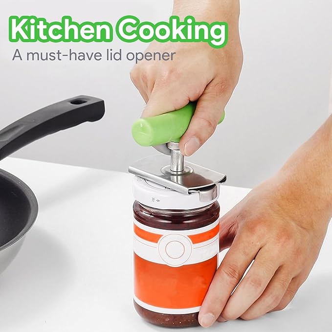 2Pcs Jar Can Opener for Seniors with Arthritis, Bottle Opener for Weak Hands, Kitchen Gadget With Lid Opener Tool, Adjustable Grip Stainless Steel for Opening, Fits 1-4 Inch (Green+White)