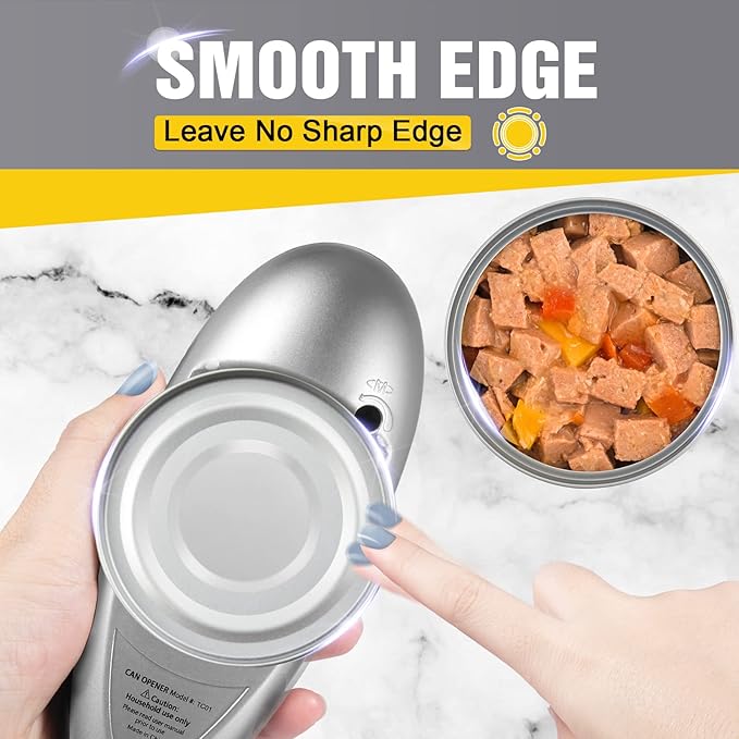 Kitassure Handsfree One Touch Electric Can Opener Easy and Fast Flex Side Cut All Can Sizes, Automatic Handheld Battery Operated Kitchen Gadget Gift with Smooth Edge Safety for Seniors & Arthritis