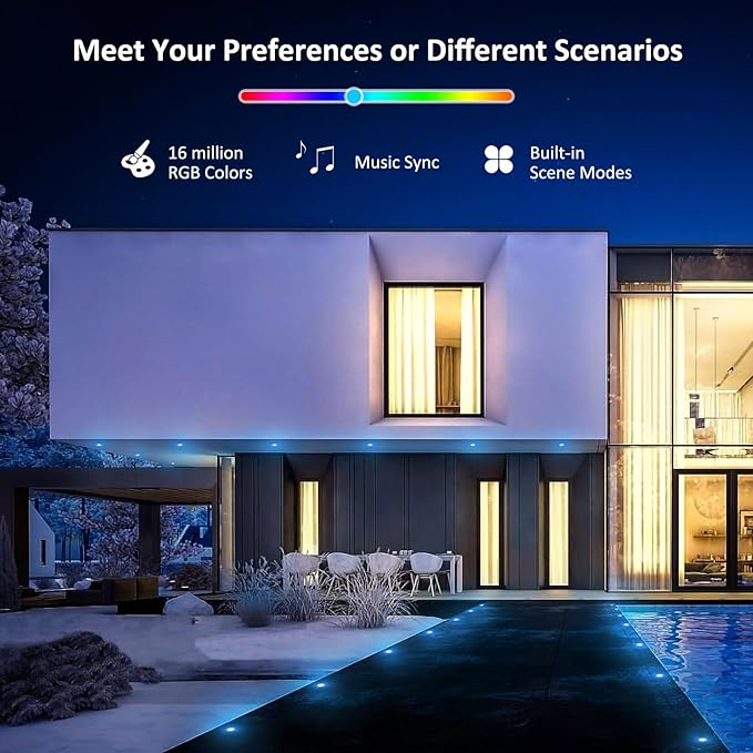 INDARUN φ1.22 Deck Lighting, LED Recessed Deck Lights Outdoor Waterproof, 12V Low Voltage RGB Deck Lamp with Remote, Smart In Ground Landscape Deck Step Lights for Stair, Path, Garden