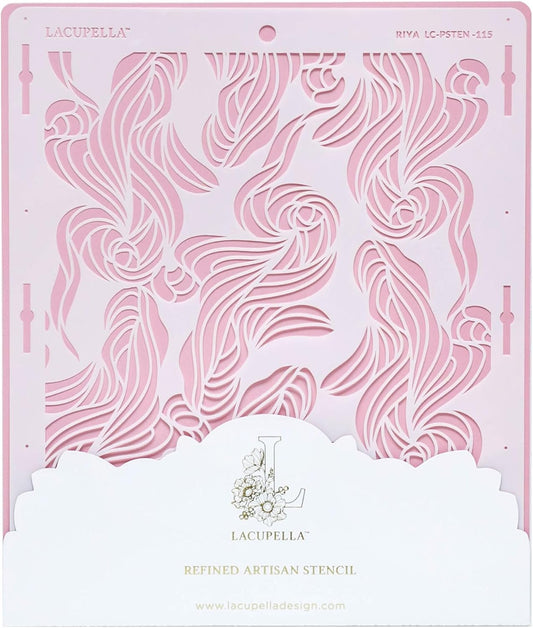 Cake Stencil - Seamless Delicate Pattern for Decorating Tall Double Barrel Cake to Use with Buttercream, Royal Icing, Ganache, Paint, Airbrush (Riya)