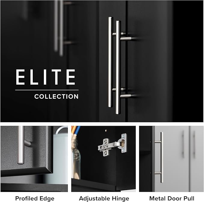 Prepac Elite 24" Storage Cabinet, Black Storage Cabinet, Bathroom Cabinet, Pantry Cabinet with 3 Shelves 16" D x 24" W x 65" H, BES-2464