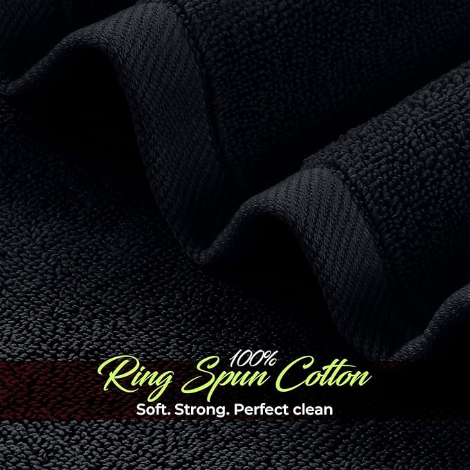 RIVERSIDE 24 Pack Washcloths Set - 100% Cotton [12x12 Inches] - Soft, Quick-Dry & Highly Absorbent Face Towels - Perfect for Bathroom, Gym, Hotel, Spa & Travel - Charcoal