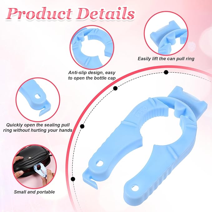 Plastic Bottle Cap Opener, 4 Pack Multifunctional Water Bottle Opener for Seniors 3 in 1 Multi-Purpose Water Can Cap Openers Soda Can Openers for Arthritic Hands Elderly Seniors