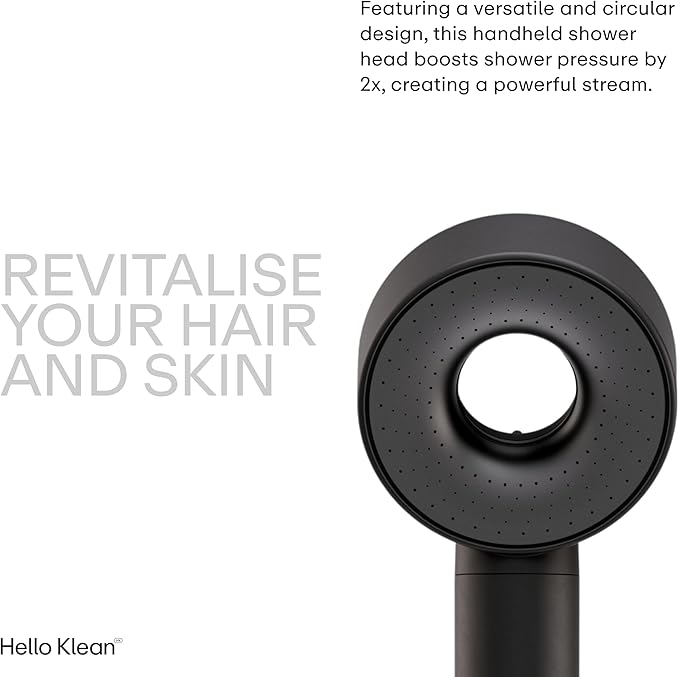 Shower Head in Black - Filters Unwanted Metals, Chlorine & Impurities Found in Water - Improves Quality of Skin & Hair - Boosts Water Pressure Up to 2 Times - Quick & Easy to Install