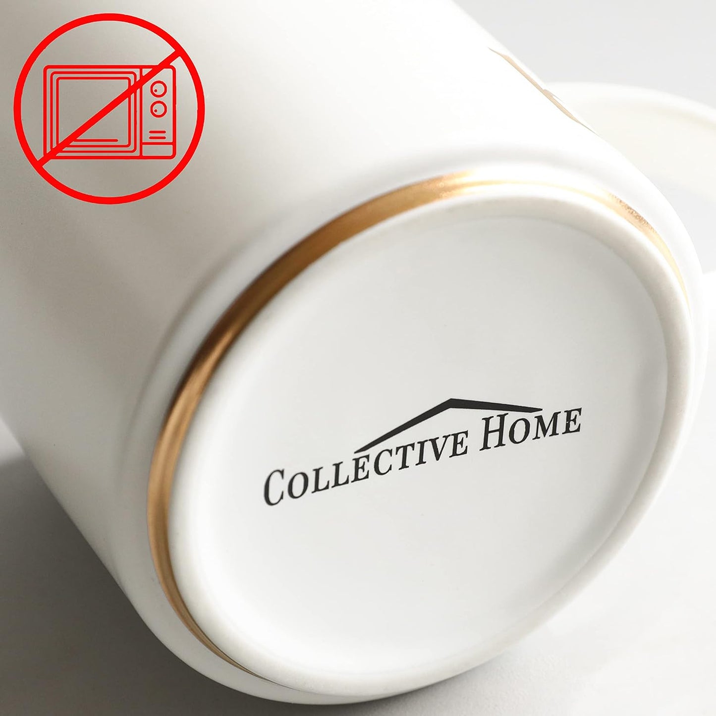 COLLECTIVE HOME - Monogram Ceramic Mugs, 15 oz Golden Initial Coffee Cups, Elegant Alphabet Tea Mugs, Elegant Personalized Mug with Gift Box, Unique Mug with Double Side Capital Letter (R)
