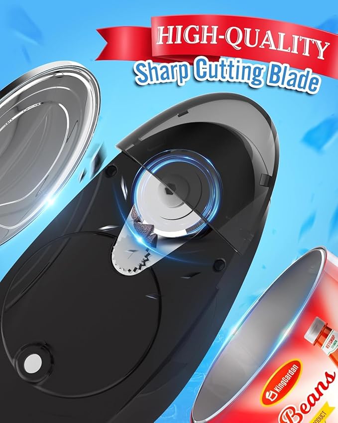 Effortless One-Touch Electric Can Opener, Safety Automatic Can Opener with Smooth Edge Fits All Cans Sizes, Battery operated Can Opener for Seniors with Weak Hands,Arthritis (Black)