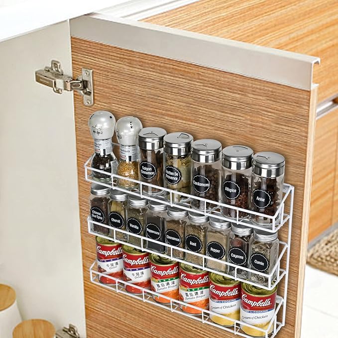 SUFAUY Wall Mounted Spice Rack, 6 Tier Heavy-Duty Metal Shelf for Kitchen Pantry, White