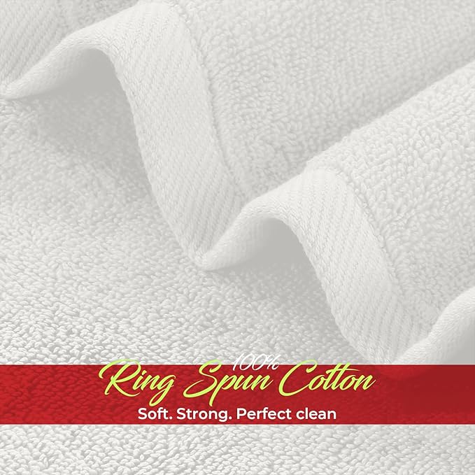 RIVERSIDE 24 Pack Washcloths Set - 100% Cotton [12x12 Inches] - Soft, Quick-Dry & Highly Absorbent Face Towels - Perfect for Bathroom, Gym, Hotel, Spa & Travel - White