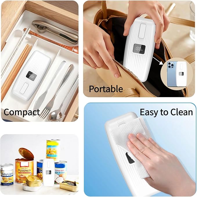 Electric Can Opener – USB Rechargeable with LED Display, Smooth Edge & Auto Stop, One-Touch Hands-Free Automatic Can Opener for Seniors & Arthritis, Works on All Can Types, Food-Safe Kitchen Gadgets