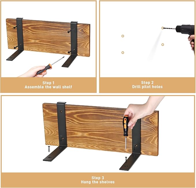 SheeChung Mason Jars Floating Shelves Set for Bathroom - 16oz Soap Dispenser, Toothbrush Holder, 2Pcs Qtip Holders, Paper Storage, Wall Mounted Farmhouse Decor, Artificial Plant, Decor Sign-Brown