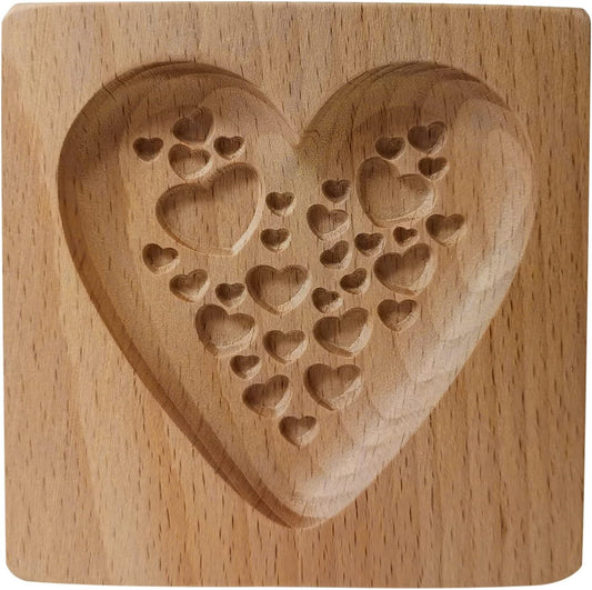 Wooden Cookie Biscuit Mold, 3D Baking Mold, Embossing Craft Decorating Baking Tool, Suitable for Halloween Thanksgiving Christmas Kitchen DIY (Love D 10 * 10 * 2)