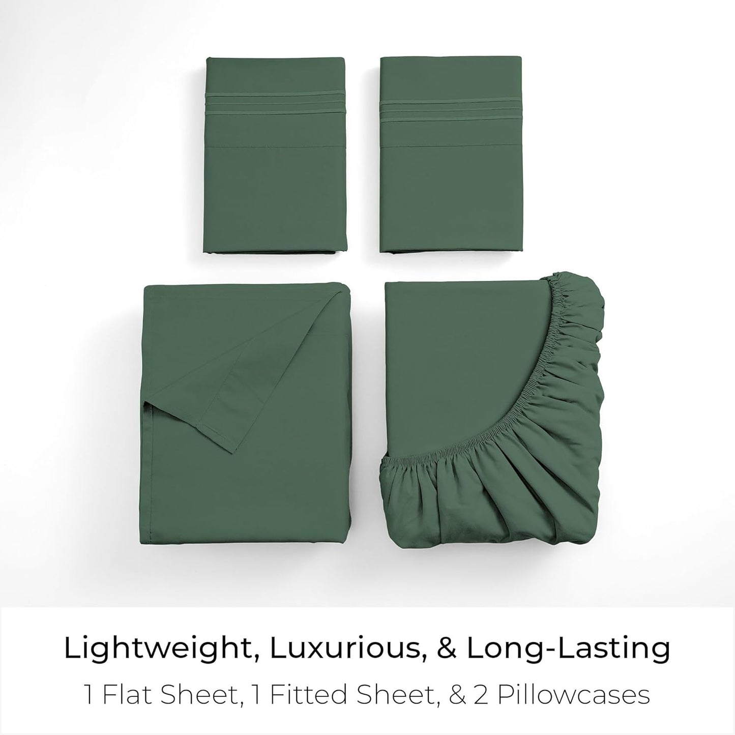 Mellanni Full Sheets Set - 4 PC Iconic Collection Bedding - Hotel Luxury, Extra Soft, Cooling Bed Sheets - Wrinkle, Fade, Stain Resistant (Full, Emerald Green)