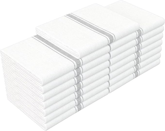 RIVERSTREAM Dish Towels - (Gray, 15-Pack) 100% Cotton, 14 x 25 Inches, Super Absorbent, Reusable Cleaning Kitchen Dish Towels Set