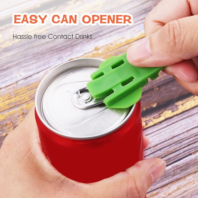 6 Pieces Manual Easy Can Opener, Soda Beer Can Opener Beverage Can Top Ring Opener Tool, Leakproof Soda Can Cover Can Openers for Pop, Coke, Beer, Soda, Aluminum Beverage
