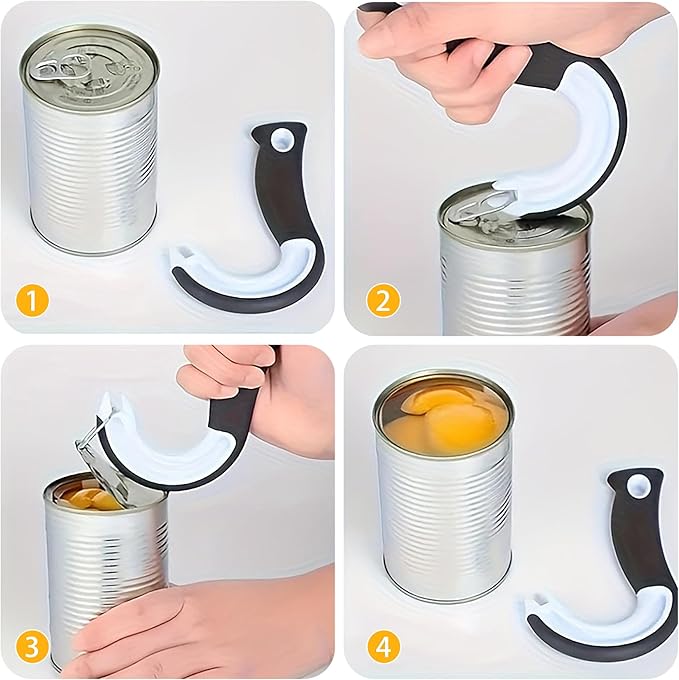 2 Pack Ring Pull Can Opener & Pull Tab Tool, Kitchen Gadget & Arthritis Aid for Weak Hands & Seniors, Easy Opener for Soda, Soup, Pet Food Cans, Protects Fingernails