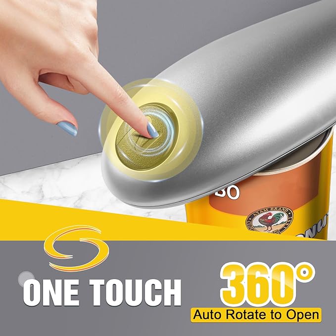 Kitassure Handsfree One Touch Electric Can Opener Easy and Fast Flex Side Cut All Can Sizes, Automatic Handheld Battery Operated Kitchen Gadget Gift with Smooth Edge Safety for Seniors & Arthritis