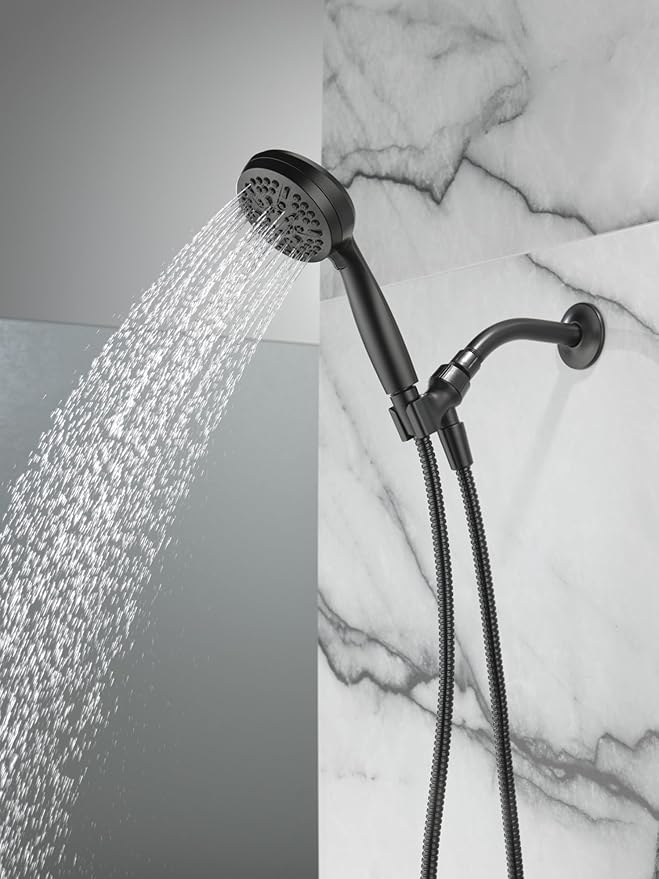 Delta Faucet 5-Spray Handheld Shower Head, Black Shower Head with Hose, Showerheads & Handheld Showers, Handheld Shower Heads, Detachable Shower Head, Hand Shower 1.75 GPM, Matte Black 75511BL