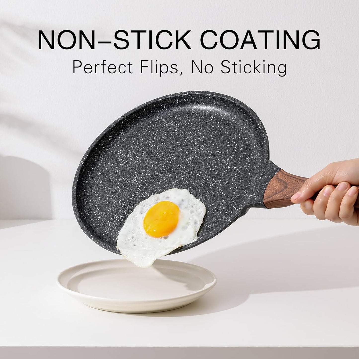 Crepe Pan Nonstick, 12 Inch Dosa Pan with Spreader, Granite Coating Comales Para Tortillas Pancake Pan, Flat Pan for Stove Top, Induction Compatible, PFOA Free