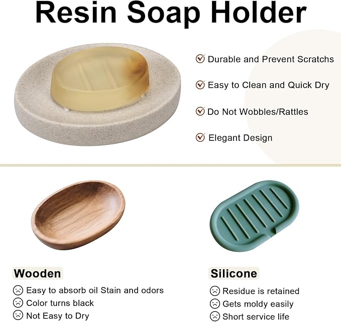 Soap Dish Bathroom Resin Soap Holder Soap Tray for Shower Sponge Holder for Kitchen Sink 2 Pack(Beige)