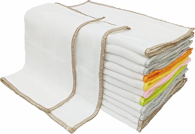 Mother-Earth Cotton Dish Cloths, Ultra Absorbent Quick-Drying Cleaning Cloths, Reusable and Eco-Friendly Dish Rags for Kitchen Use (12)