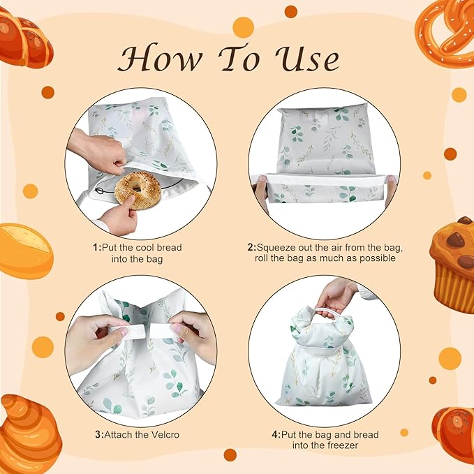 4 Pcs Bread Bags for Homemade Bread 17" x12" Reusable Sourdough Storage Bags with Foodgrade TPU Lining Food Wraps to Keeping Fresh Loaf Fresh Freezer Baker Baking Supplies (Green)
