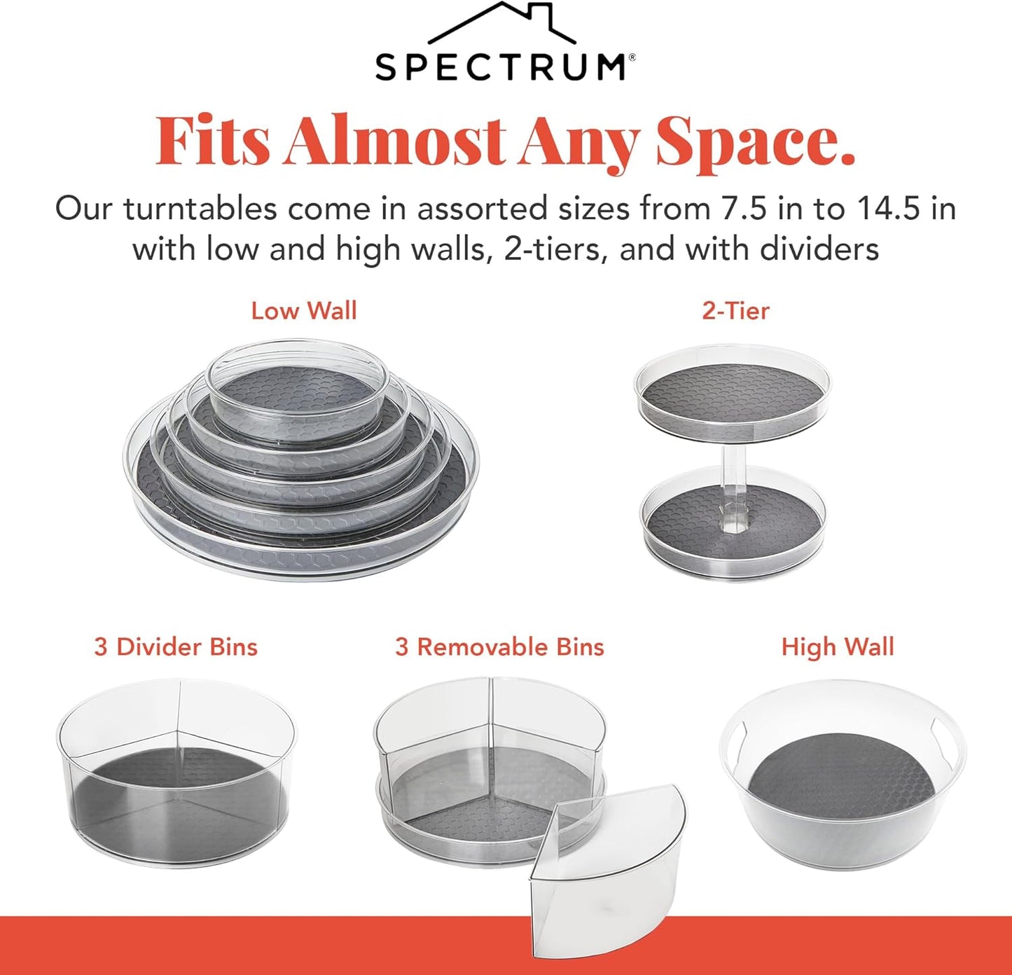Spectrum Lazy Susan Organizer, Hexa Grande 14.5" - Lazy Susan Turntable for Cabinet, Refrigerator, Pantry, Table, & Shelf - Rotating & Spinning Pantry Organization - Spice Rack Storage for Fridge