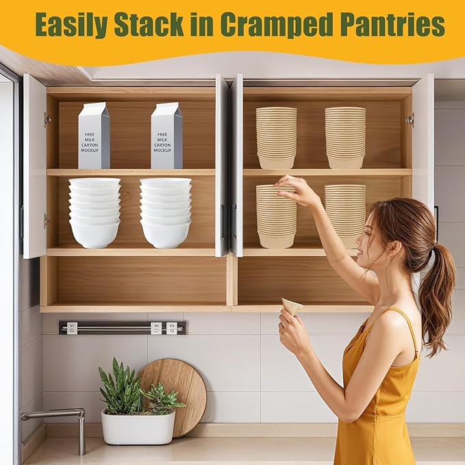 50 Pack Disposable Salad Bowls with Lids, 17oz Round Microwave-Safe Meal Prep Containers for Food Storage, BPA-Free Leakproof Heavy Duty Paper Bowls, Perfect for Parties, Picnics, Takeout
