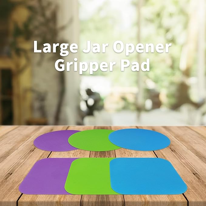 Sibba 6Pcs Rubber Jar Gripper Pads, Multi-purpose Jar Opener Grippers, Bottle Lid Openers Round Kitchen Coasters for Elderly Children Women Weak Hands(Round & Square)