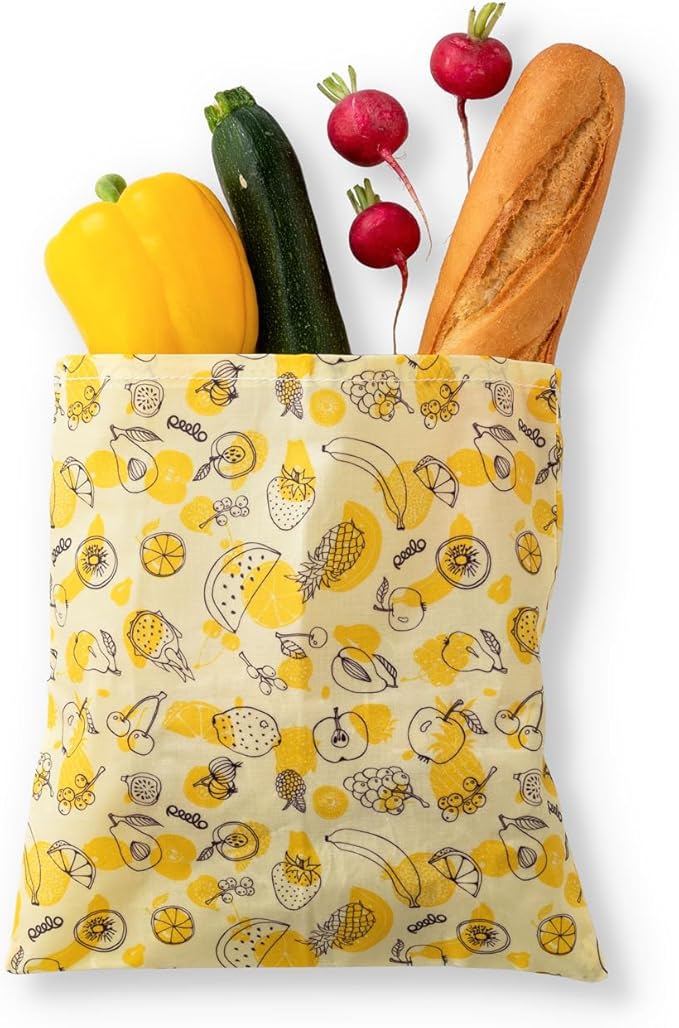PEELO Beeswax Food Wrap Bag, Bee Wrap Sustainable Food Storage Wraps, Bees Bags Reusable, Beeswax Wraps for Food Reusable, Fruit Design, Medium