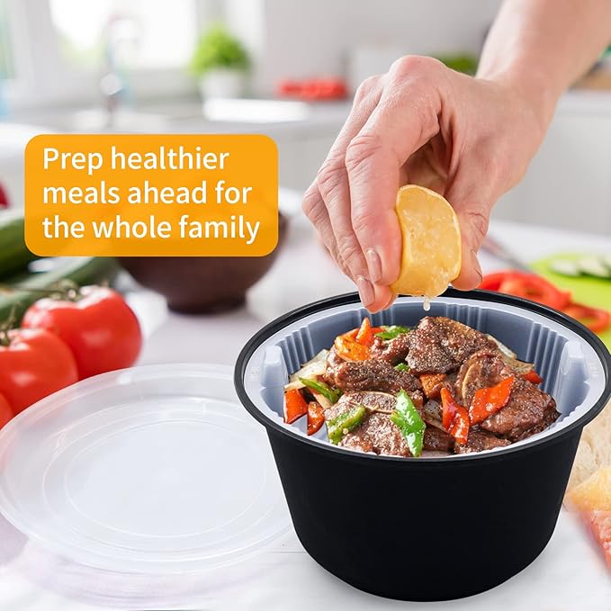 POPMISOLER 150 PCS Stackable Lunch Container,Lunch Containers with Compartments,Reusable Disposable Salad Lunch Box for Adults,Microwave,Freezer and Dishwasher Safe Salad Prep Containers