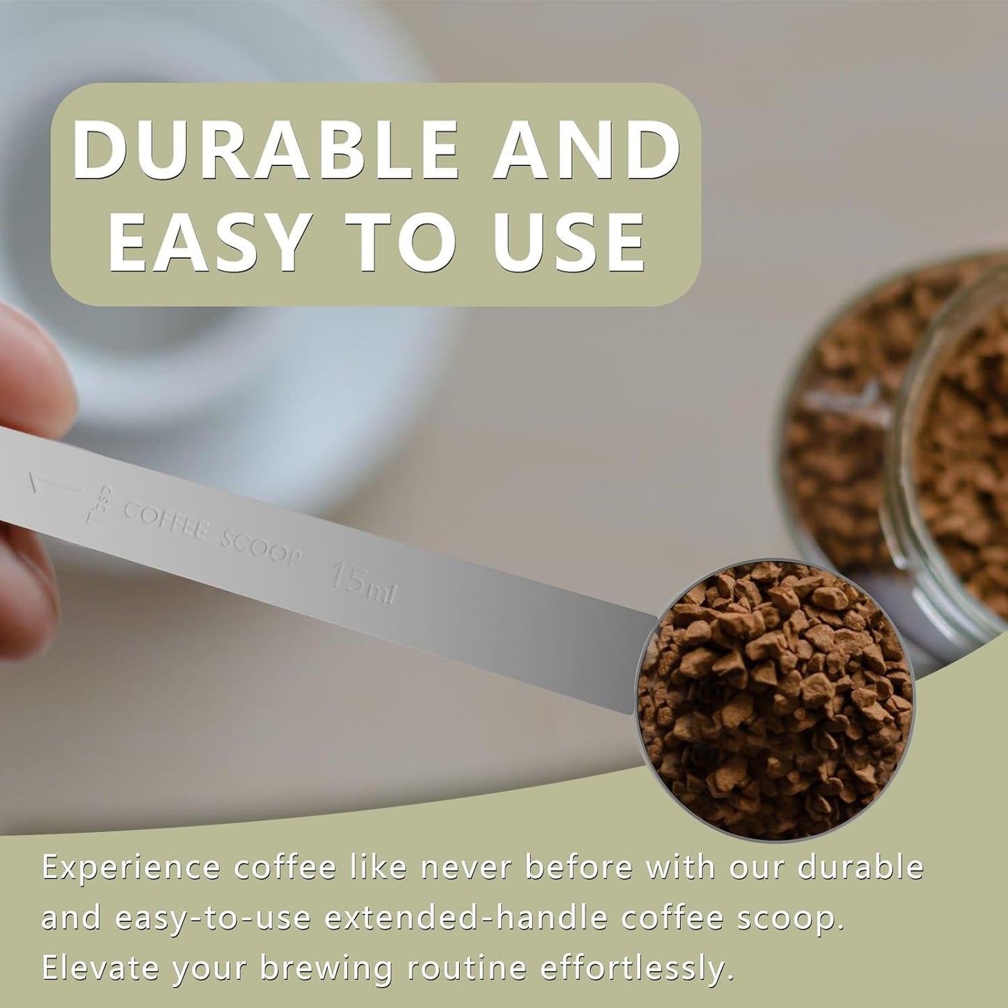 1PCS 2 Tablespoon Coffee Scoop, 9.5" Long Handle Measuring Spoon, Two tbsp (30 ml) Stainless Steel Scooper