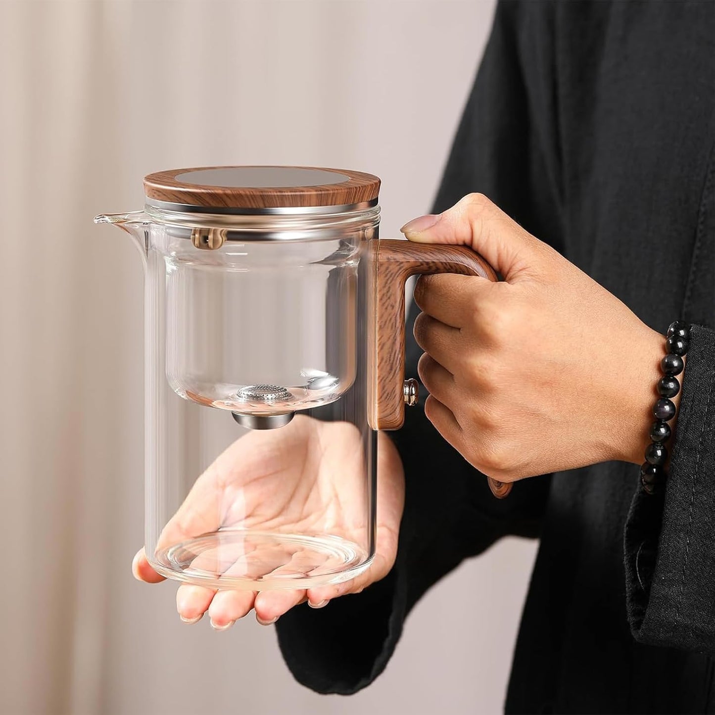 Enchanti Tea Pot - 600ml/20.3oz Witchcraft Magic Glass Teapot, Magnetic Water Separation Design, Borosilicate Infuser Pot with Strainer for Loose Leaf & Herbal Teas, Ideal for Tea Maker