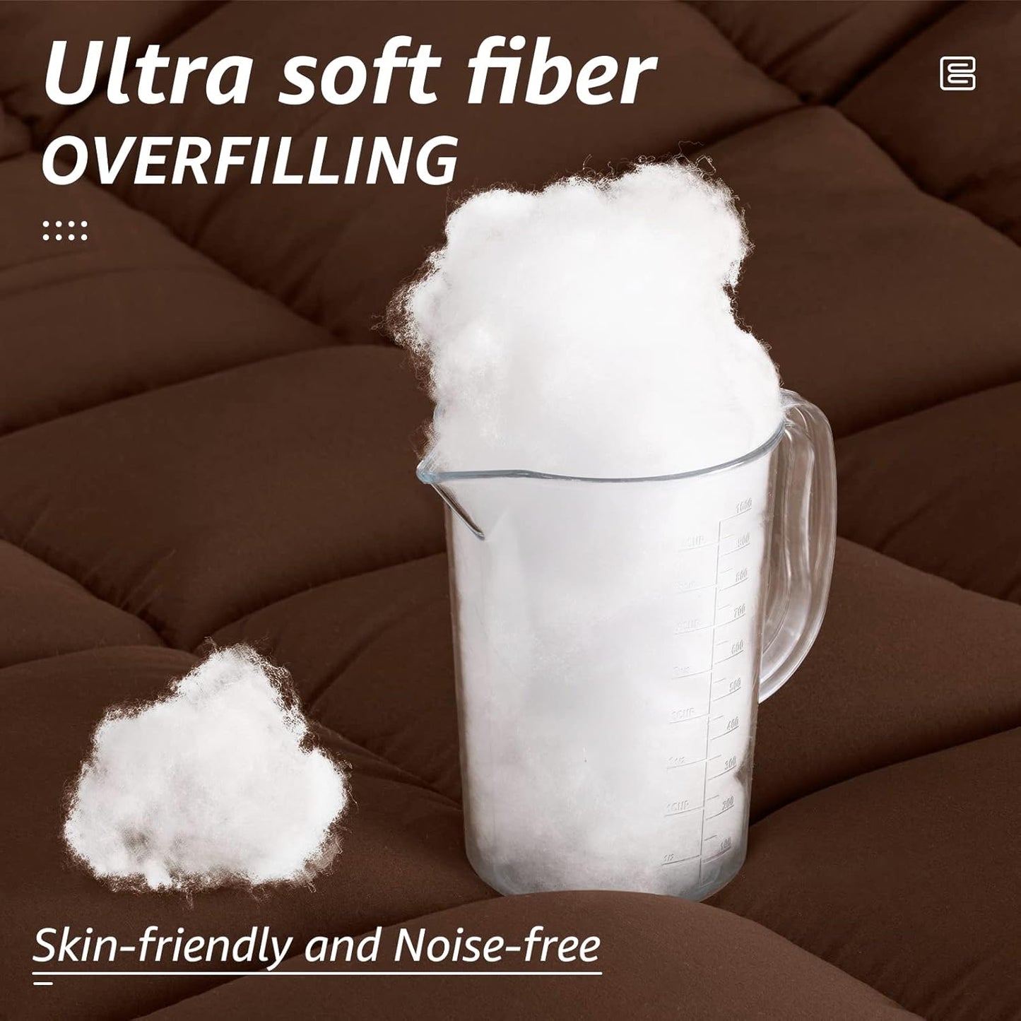 HYLEORY All Season Twin Size Bed Comforter - Cooling Down Alternative Quilted Duvet Insert with Corner Tabs - Winter Warm - Machine Washable - Mocha Coffee