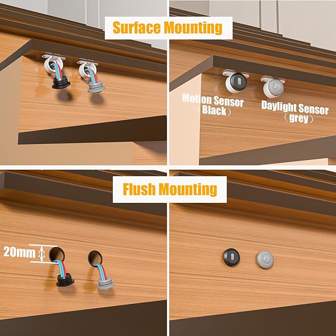 Motion-Activated Cascading Effect LED Stair Lighting Kit KMG-3233, 23.6" Aluminum Light Bar for Indoor Staircases (Warm White 3000K, 14 Stairs)