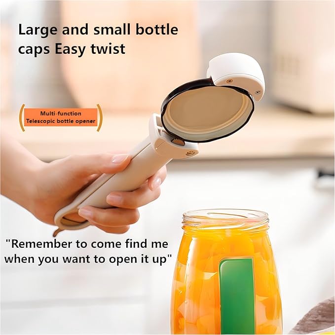 Multi-Function Retractable Magnetic Jar Opener and bottle cap opener for Weak Hands, Arthritic Hands, Seniors,Low Strength and Children with Beer Opener Kitchen Gadgets (White)