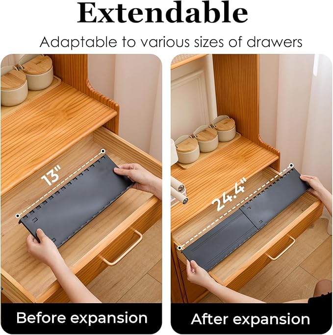 Spice Drawer Organizer, 5 Tier- 5 Pack Drawer Seasoning Organizer Expandable from 13" to 24.4", Spice Rack for Kitchen Drawers, Spice Organization Insert Tray for Drawer (Jars not included)