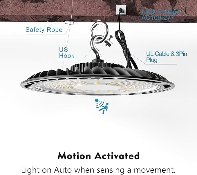 250W High Bay LED Light 37500LM UFO Commercial Lighting 5000K Daylight High Bay Shop Light AC100-277V for Warehouse Barn(Installation Height at Least 20FT)- 2Pack 𝟓𝐘𝐫𝐬 𝐖𝐚𝐫𝐫𝐚𝐧𝐭𝐲