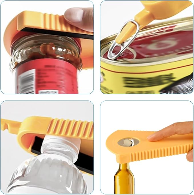 3 Rubber Jar Opener Grippers & 1 Lid Jar Opener for Seniors with Arthritis, Jar Opener Gripper Pads, Rubber Jar Grippers for Opening Jars and Bottles, Multi Purpose Bottle Lid Openers for Weak Hands