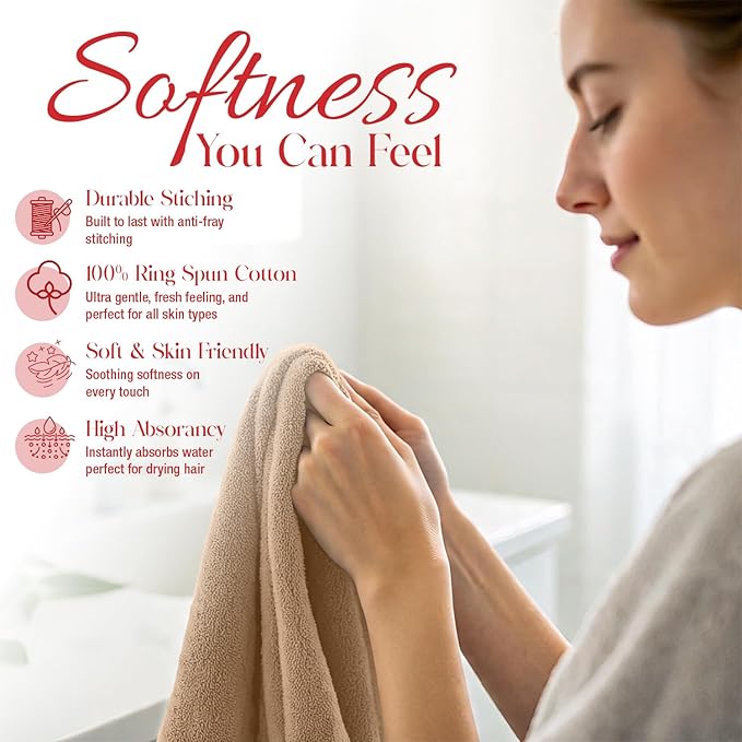RIVERSIDE 24 Pack Washcloths Set - 100% Cotton [12x12 Inches] - Soft, Quick-Dry & Highly Absorbent Face Towels - Perfect for Bathroom, Gym, Hotel, Spa & Travel - Tan